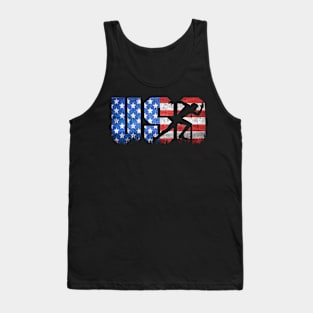 American Flag US USA Track Run Tank Top